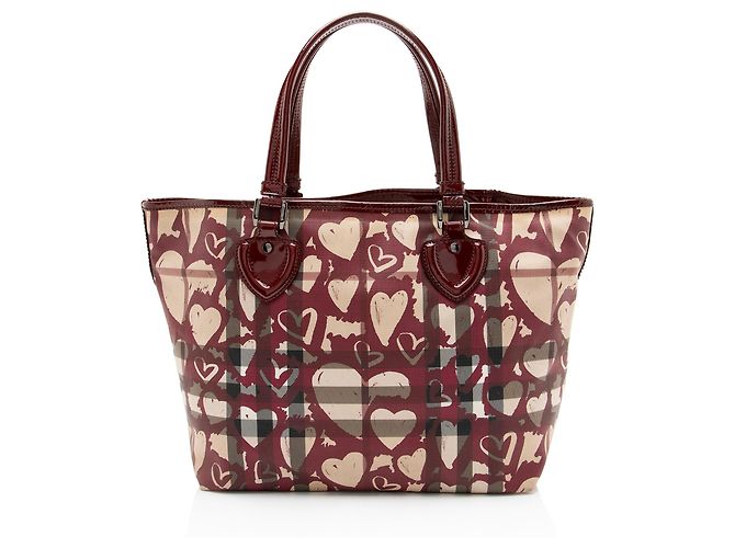 Burberry Nova Check Tasche mit Gemalten Herzen Braun Beige - Ansicht 3