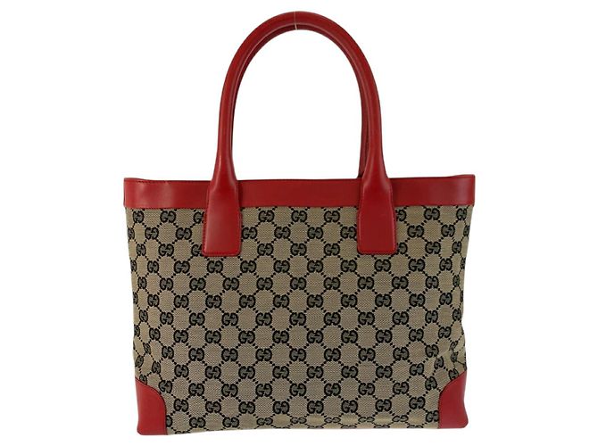 Gucci GG Canvas Leder Tragetasche Rot - Ansicht 2
