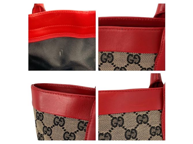 Gucci GG Canvas Leder Tragetasche Rot - Ansicht 5