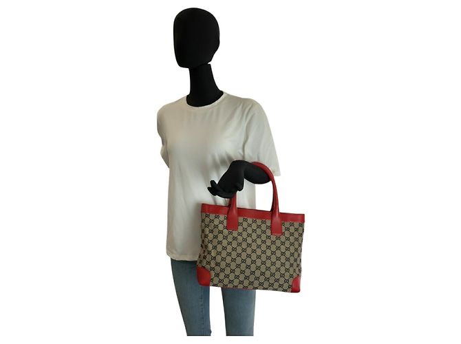 Gucci GG Canvas Leder Tragetasche Rot - Ansicht 6