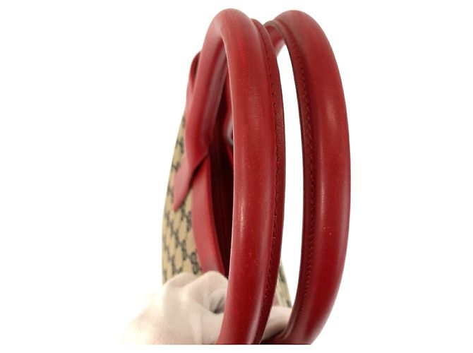 Gucci GG Canvas Leder Tragetasche Rot - Ansicht 8
