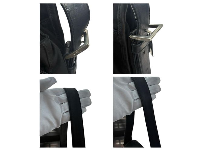 Borsa a Spalla in Nylon e Pelle Tessuto di Prada Nero - vista 10