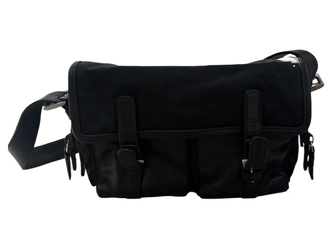 Borsa a Spalla in Nylon e Pelle Tessuto di Prada Nero - vista 2
