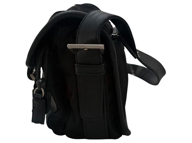 Borsa a Spalla in Nylon e Pelle Tessuto di Prada Nero - vista 3