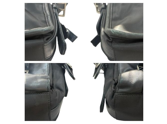 Borsa a Spalla in Nylon e Pelle Tessuto di Prada Nero - vista 5