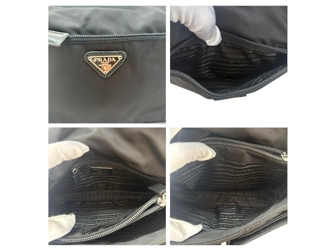 Borsa a Spalla in Nylon e Pelle Tessuto di Prada Nero - vista 6