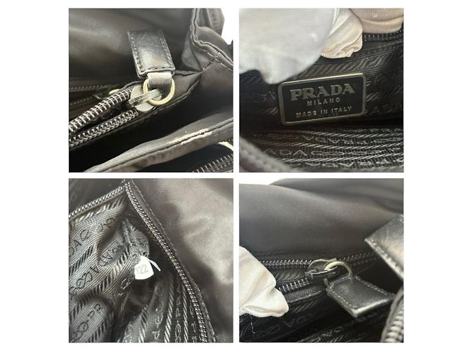 Borsa a Spalla in Nylon e Pelle Tessuto di Prada Nero - vista 7