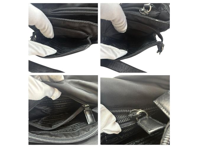 Borsa a Spalla in Nylon e Pelle Tessuto di Prada Nero - vista 8