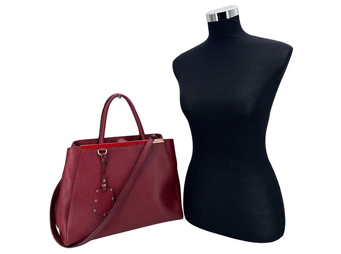 Fendi Lederhandtasche Rot Bordeaux - Ansicht 2