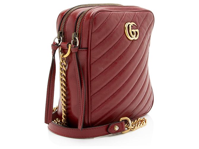 Bolso de hombro rectangular mini GG Marmont de cuero Matelassé Gucci Roja - vista 2