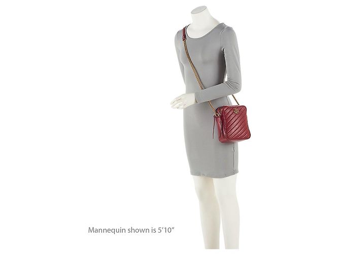 Bolso de hombro rectangular mini GG Marmont de cuero Matelassé Gucci Roja - vista 5