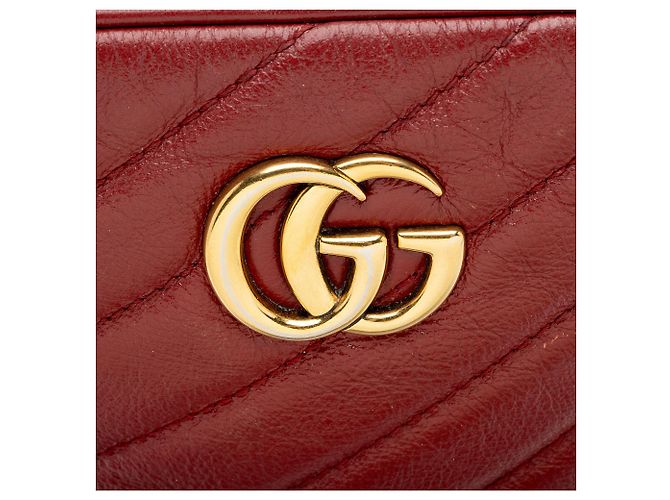 Bolso de hombro rectangular mini GG Marmont de cuero Matelassé Gucci Roja - vista 9