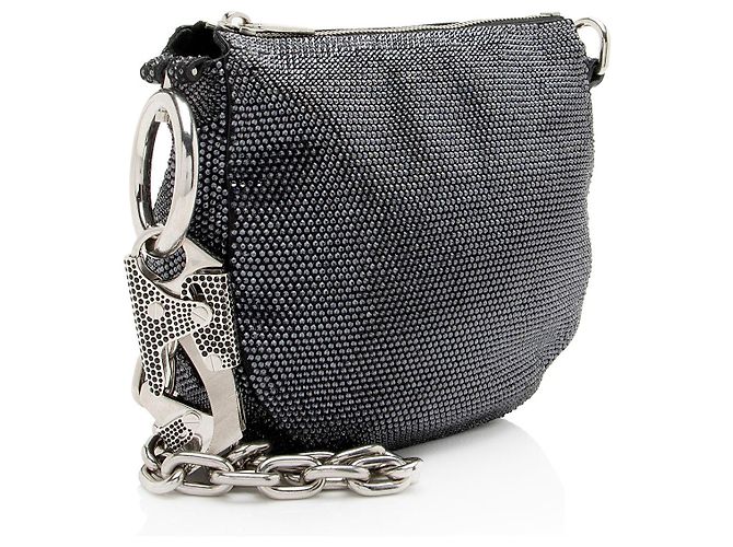 Borsa a Spalla Mini Crystal Knight in Camoscio Burberry Blu - vista 2