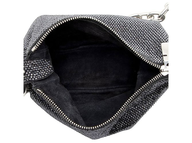 Borsa a Spalla Mini Crystal Knight in Camoscio Burberry Blu - vista 7