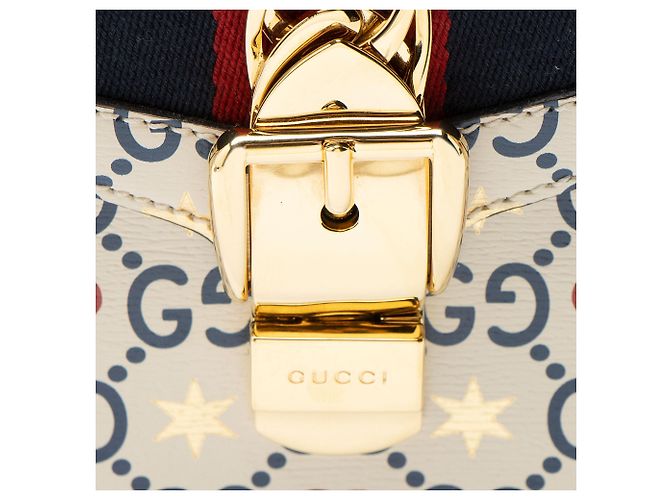 Gucci Leder Valentinstag Sylvie Mini Handtasche Blau - Ansicht 10