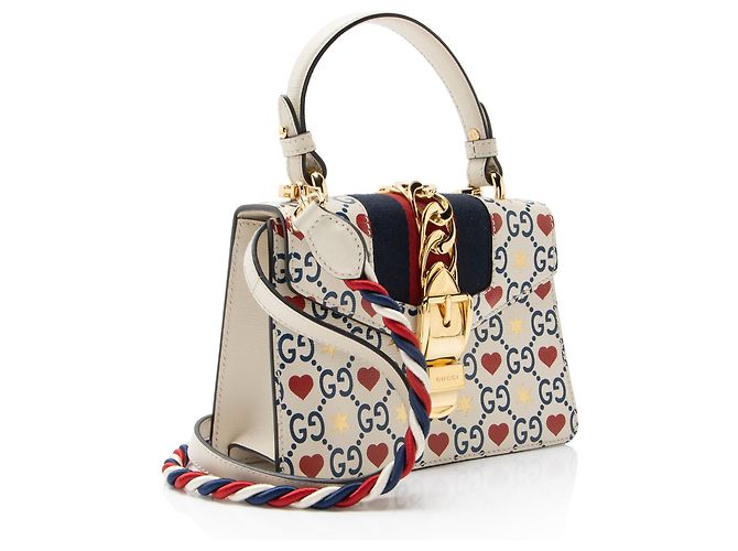 Gucci Leder Valentinstag Sylvie Mini Handtasche Blau - Ansicht 2