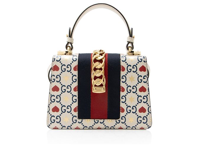 Gucci Leder Valentinstag Sylvie Mini Handtasche Blau - Ansicht 3