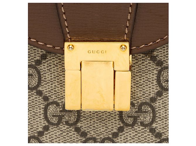 Borsa a tracolla Gucci GG Supreme Clasp Marrone Beige - vista 10