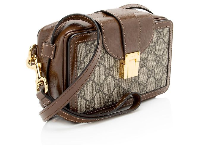 Borsa a tracolla Gucci GG Supreme Clasp Marrone Beige - vista 2