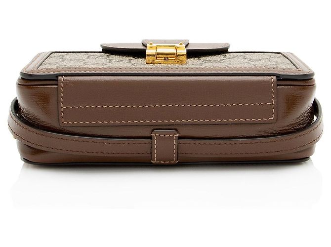 Borsa a tracolla Gucci GG Supreme Clasp Marrone Beige - vista 4