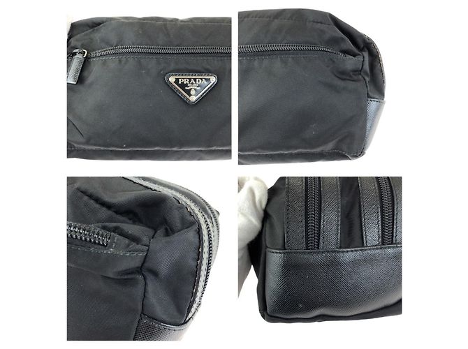 Clutch in pelle nylon Saffiano Tessuto di Prada Nero - vista 6