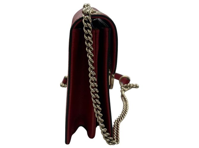 Bolsa de ombro de couro entrelaçado Gucci Vermelho - vista 3