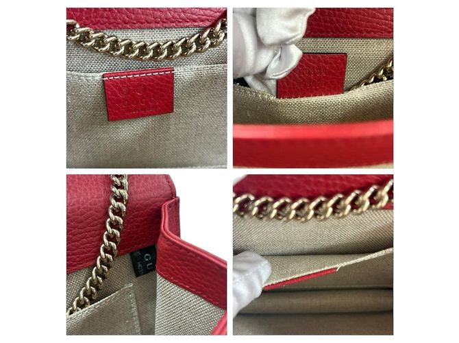 Bolsa de ombro de couro entrelaçado Gucci Vermelho - vista 7