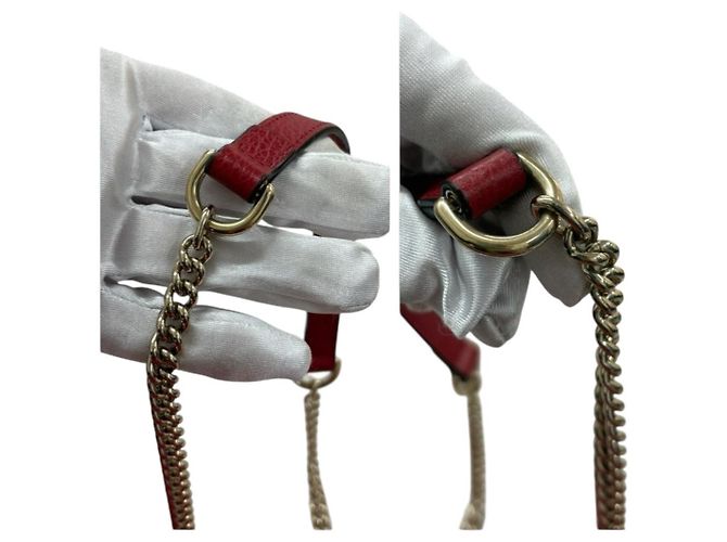Bolsa de ombro de couro entrelaçado Gucci Vermelho - vista 8