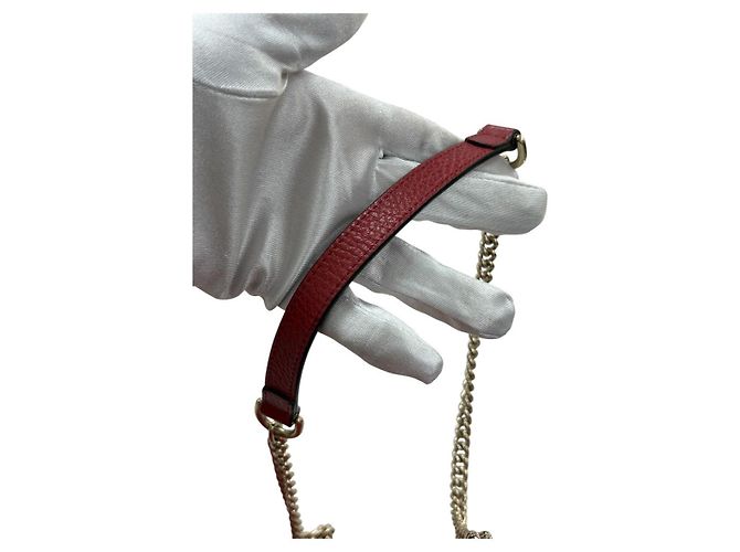Bolsa de ombro de couro entrelaçado Gucci Vermelho - vista 9