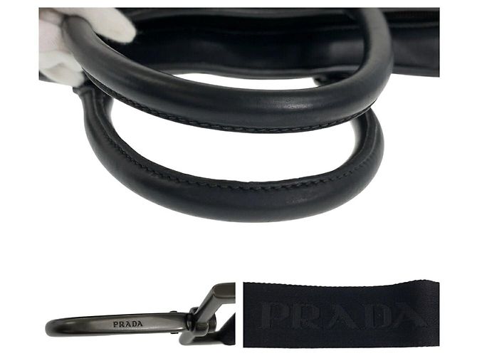 Borsa da lavoro in pelle nera Prada Nero - vista 8