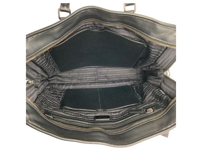 Borsa da lavoro in pelle nera Prada Nero - vista 9