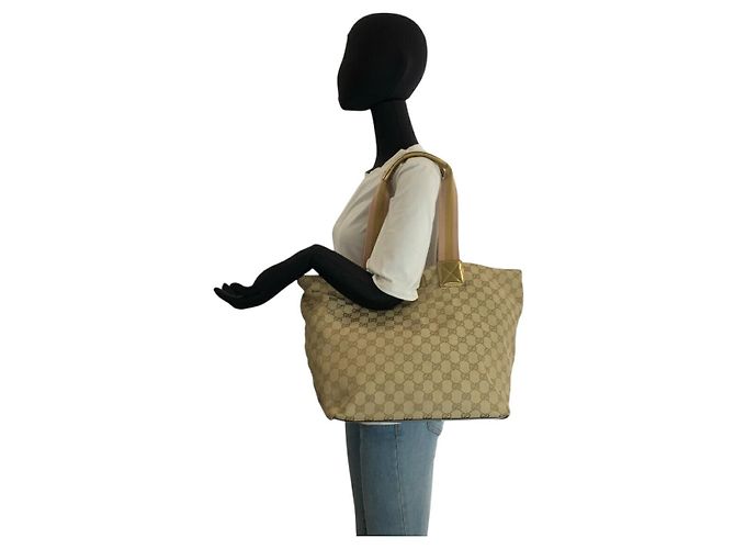 Bolsa tote Sherry Line em lona GG da Gucci Marrom Bege - vista 7