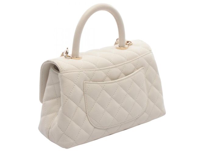 Borsa in pelle Chanel Coco Handle Flap Bianco - vista 2