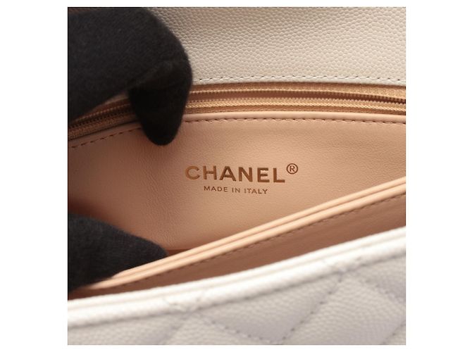 Borsa in pelle Chanel Coco Handle Flap Bianco - vista 8