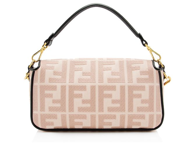 Fendi FF Bestickte Canvas Baguette Schultertasche Schwarz - Ansicht 3