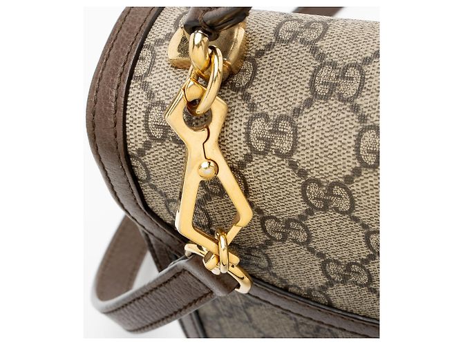 Gucci GG Supreme Ophidia Padlock Medium Borsa a Mano Marrone Beige - vista 10