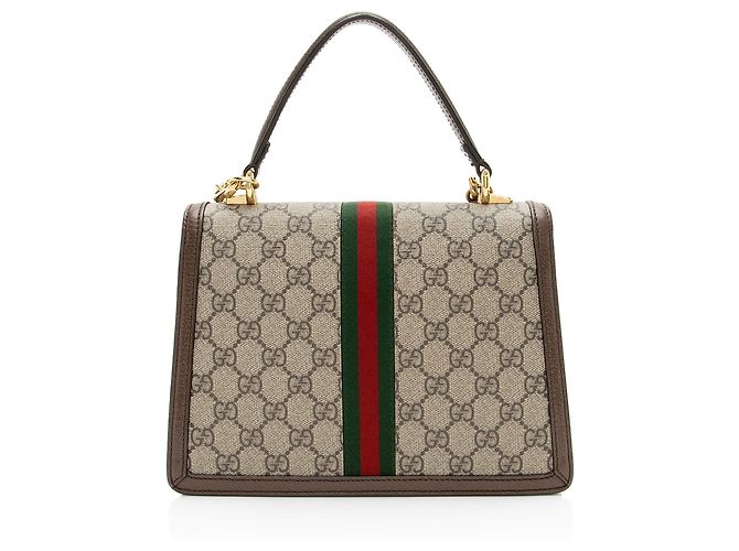 Gucci GG Supreme Ophidia Padlock Medium Borsa a Mano Marrone Beige - vista 3