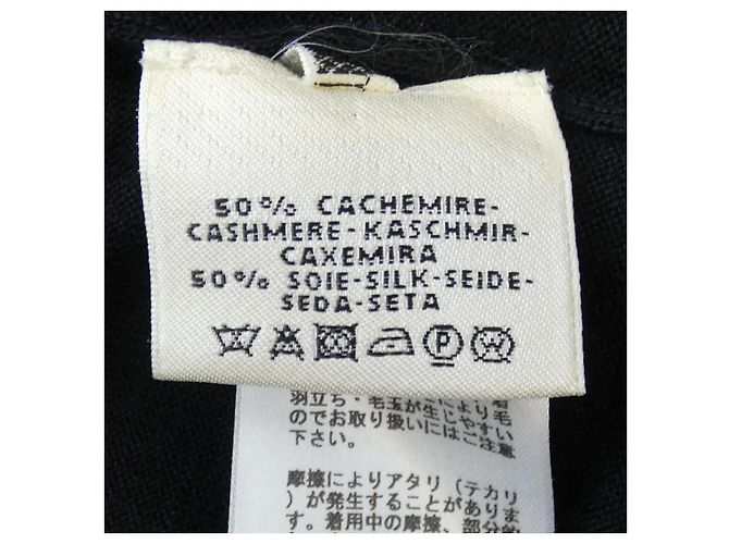 Vestido de seda y cachemira Hermès Negro Blanco - vista 3