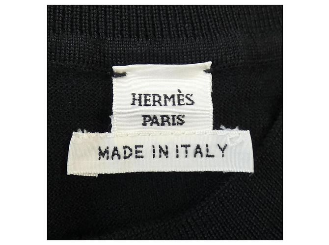 Vestido de seda y cachemira Hermès Negro Blanco - vista 4