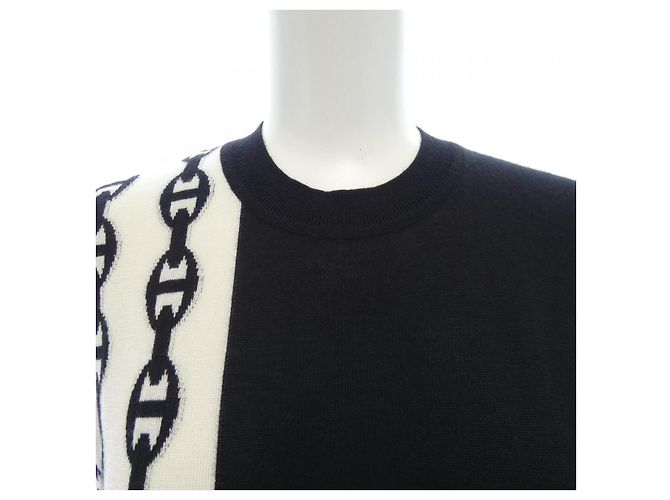Vestido de seda y cachemira Hermès Negro Blanco - vista 5