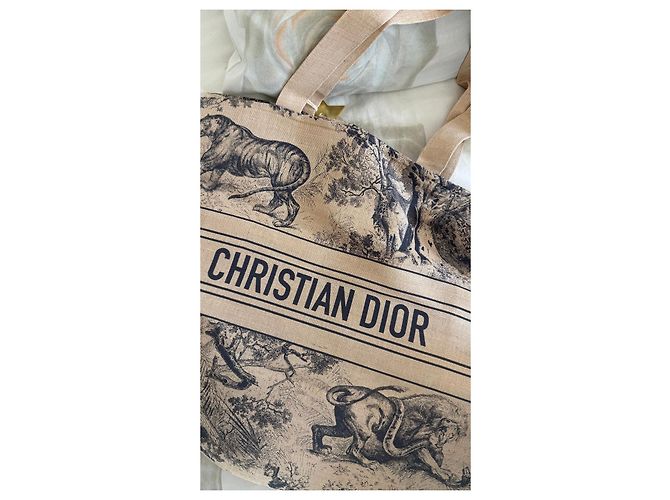 Borsa Tote Dior Riviera in Tela Beige e Nera Nero - vista 3