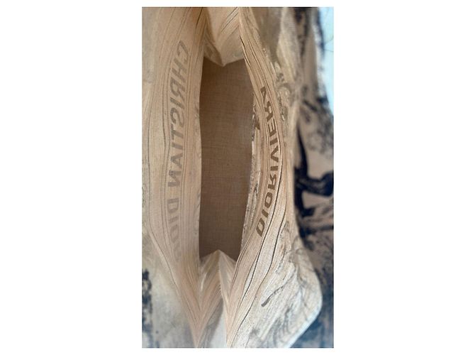 Borsa Tote Dior Riviera in Tela Beige e Nera Nero - vista 5