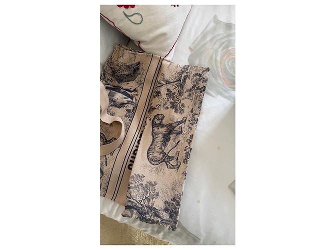 Borsa Tote Dior Riviera in Tela Beige e Nera Nero - vista 6