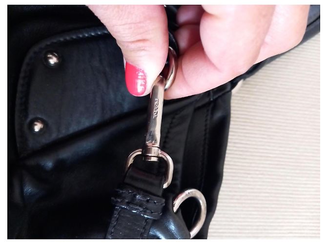 Vitello Prada Tasche aus schwarzem Leder - Ansicht 11