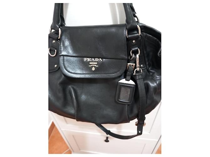 Vitello Prada Tasche aus schwarzem Leder - Ansicht 3