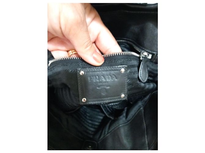 Vitello Prada Tasche aus schwarzem Leder - Ansicht 7
