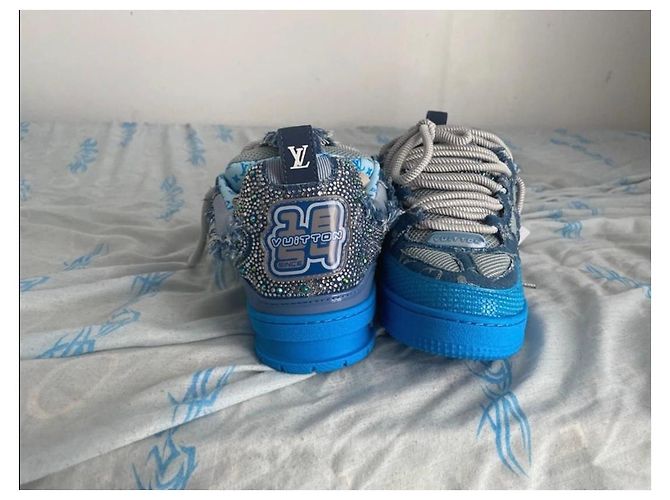 Sneakers Louis Vuitton blu decorate con strass Grigio Blu chiaro - vista 5