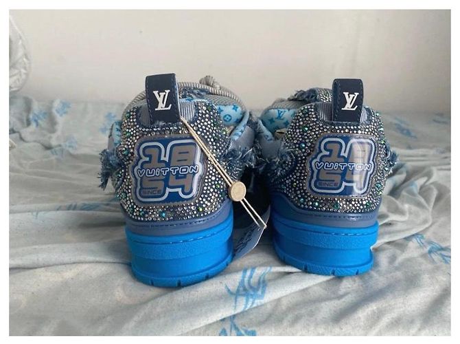 Sneakers Louis Vuitton blu decorate con strass Grigio Blu chiaro - vista 6