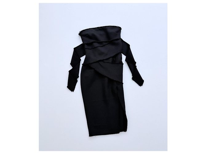Autre Marque Misha Collection Trägerloses Midi Kleid Schwarz - Ansicht 2
