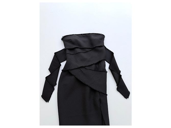 Autre Marque Misha Collection Trägerloses Midi Kleid Schwarz - Ansicht 5